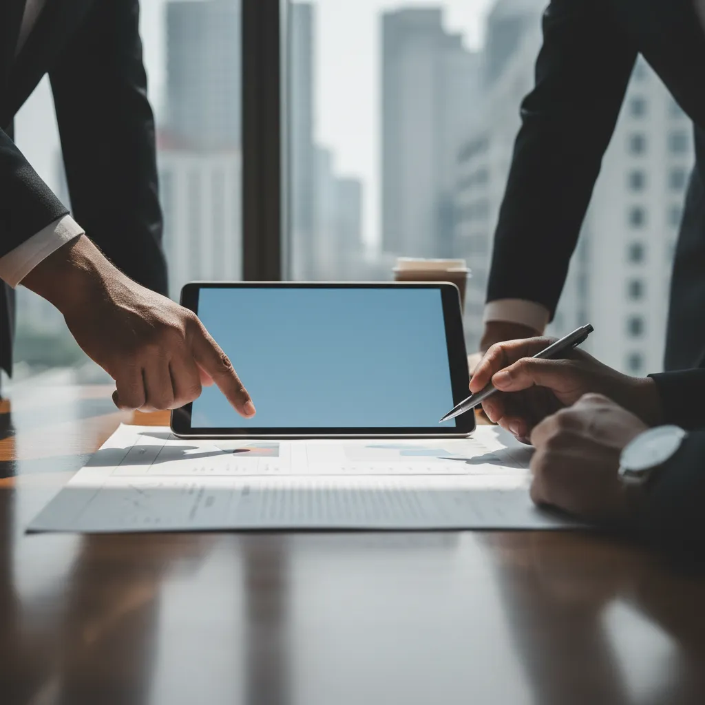 Hands reviewing a detailed financial report and portfolio analytics for high net worth investment strategies