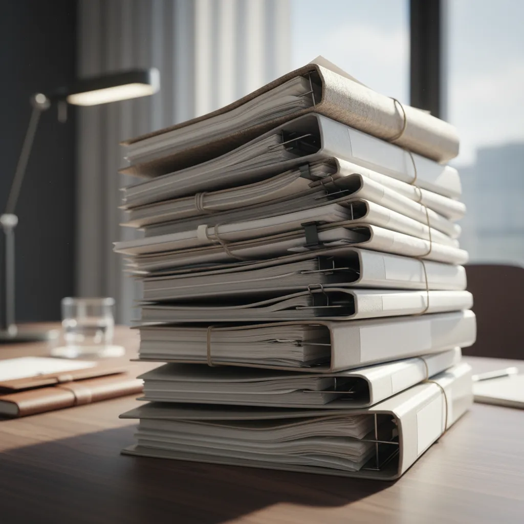 Stack of financial documents representing different tranches within a Collateralized Loan Obligation (CLO)
structure