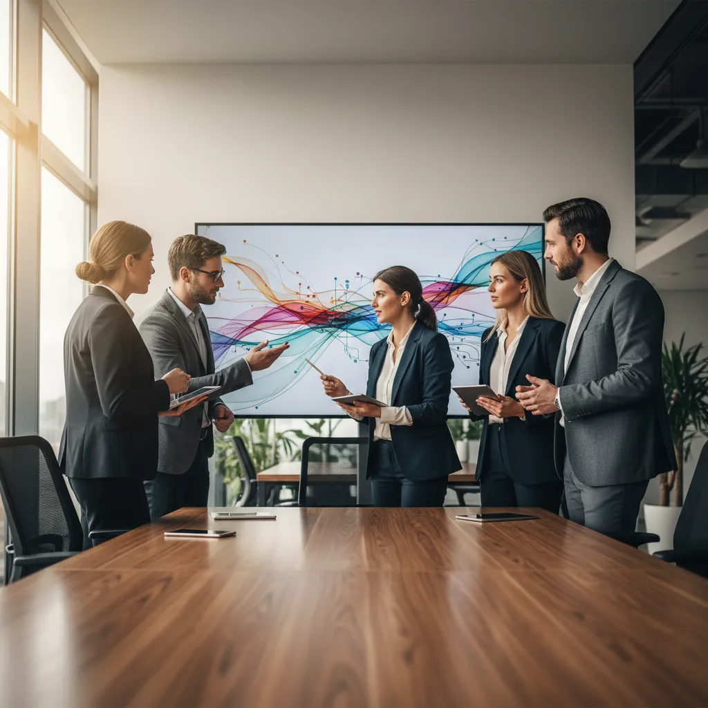 Team of professionals collaborating on data governance and compliance for AI and SaaS