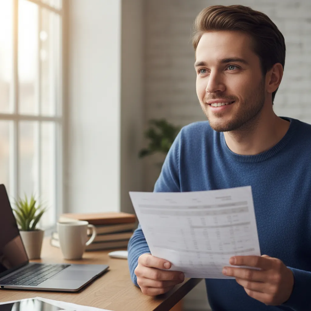 Person feeling relieved after implementing a high-interest debt payoff strategy, gaining financial control.