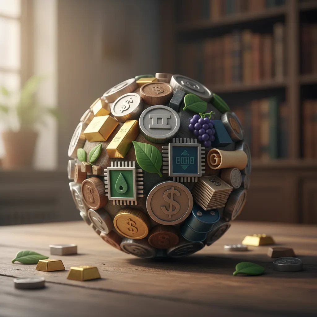 Abstract mosaic representing diverse investment assets, symbolizing portfolio diversification and risk management in hedge funds