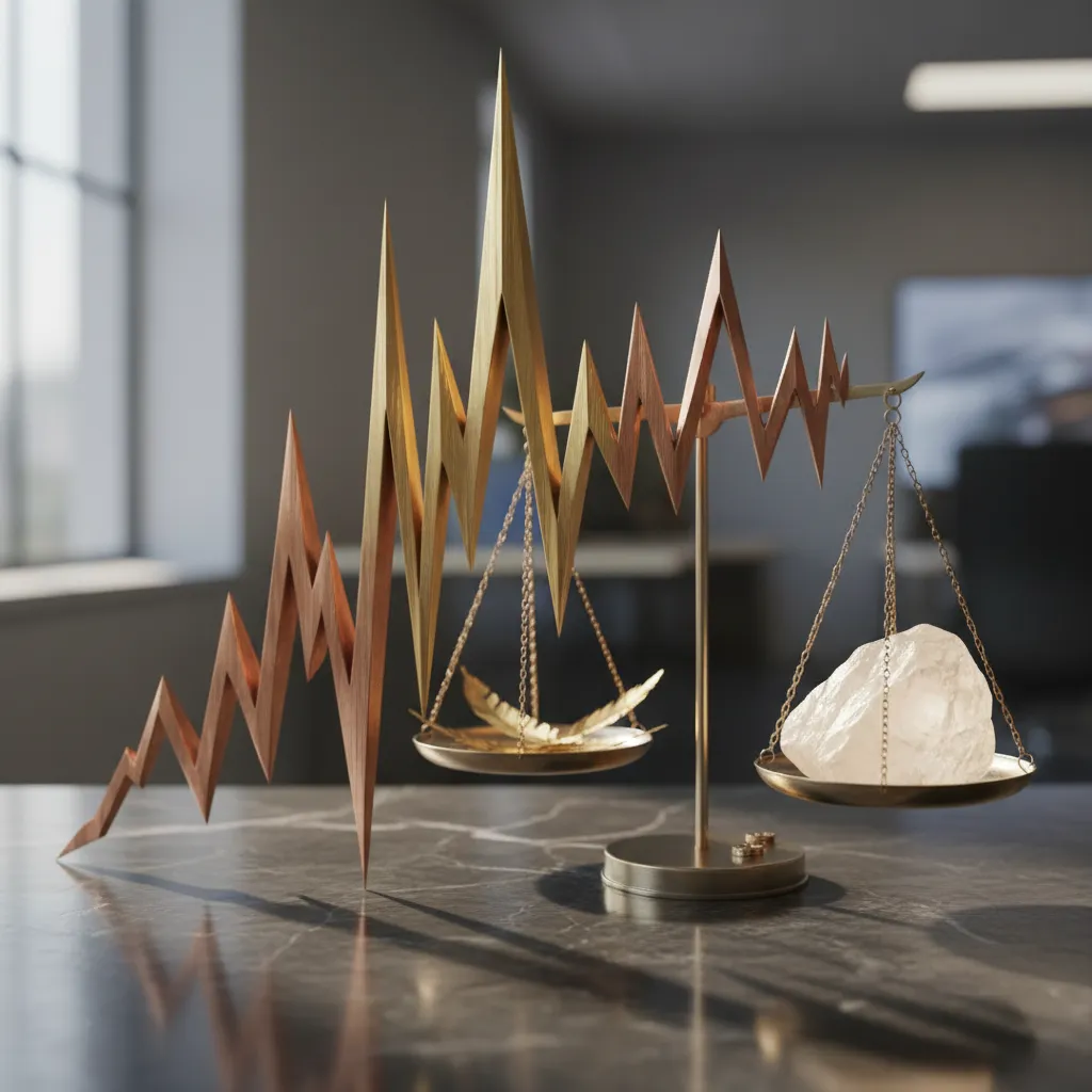 Abstract graphic illustrating magnified returns and amplified risks associated with leveraged and inverse ETFs.