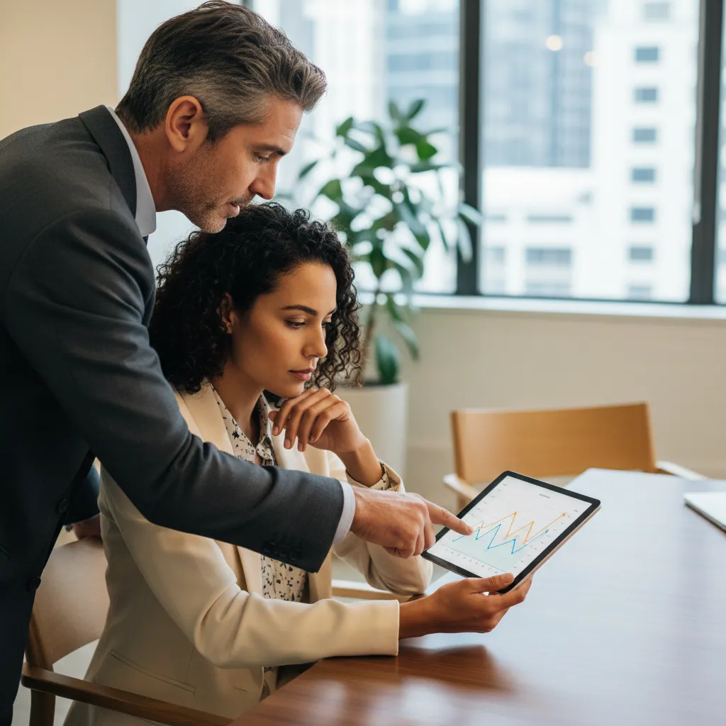 Financial advisor explaining retirement income projections to a client