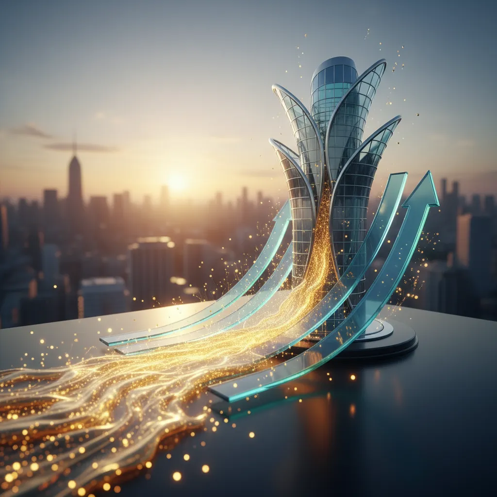 Abstract representation of private debt capital fueling business growth