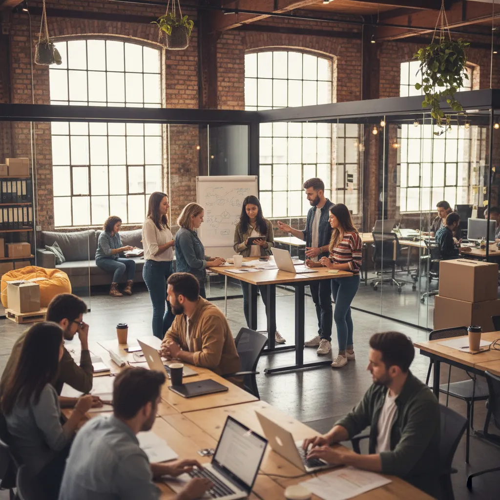 High-growth tech startup employees collaborating, representing a company funded by growth equity.