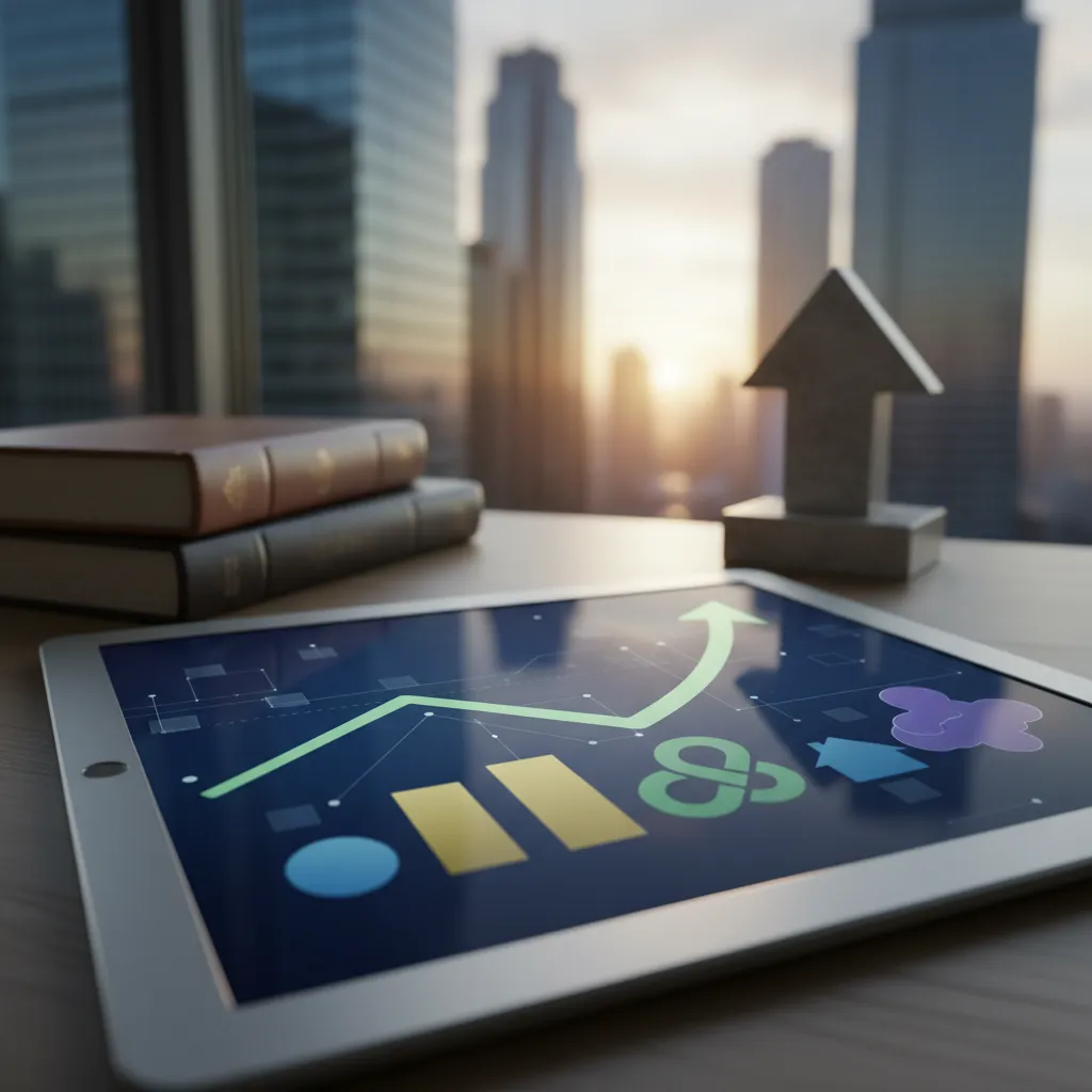 Diversified index fund investment portfolio showing consistent long-term growth on a digital screen.