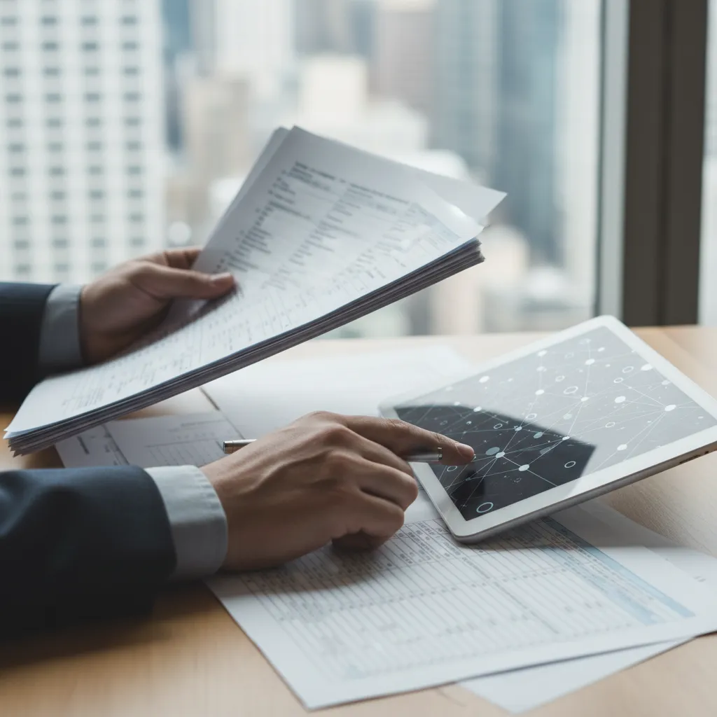 Investor analyzing financial documents for Qualified Opportunity Zone tax benefits and capital gains deferral