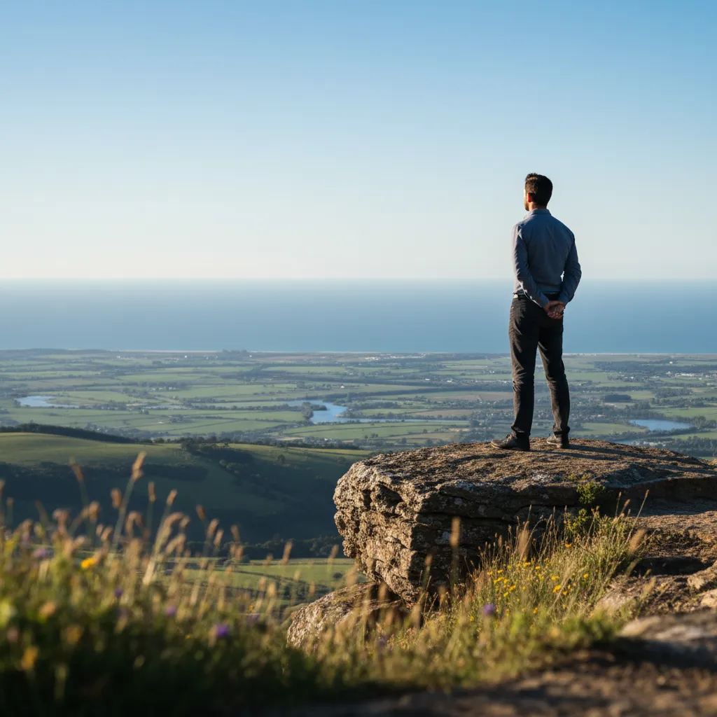 Person looking at a clear horizon, representing long-term financial planning and investment growth.