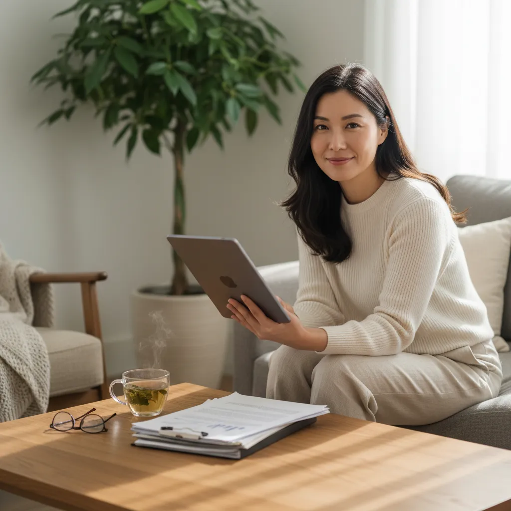 Investor confidently reviewing passive index fund investments for long-term financial freedom.