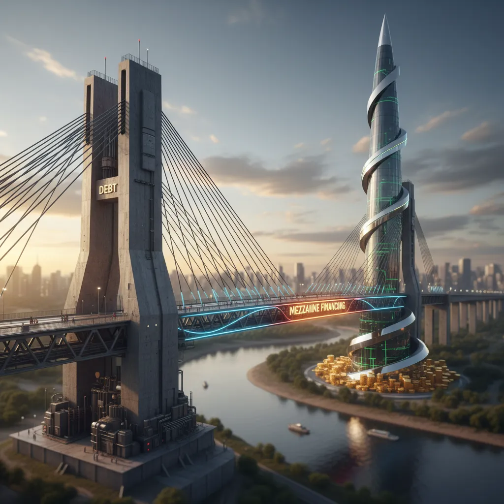 Visual representation of mezzanine financing bridging debt and equity