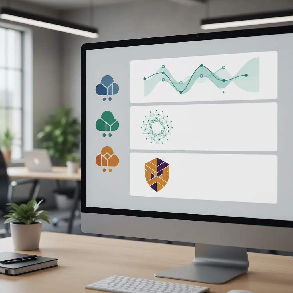 Unified digital dashboard showing multi-cloud management, cost, and security metrics