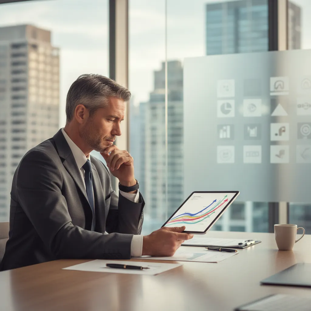 Investor analyzing pre-IPO opportunities on a tablet