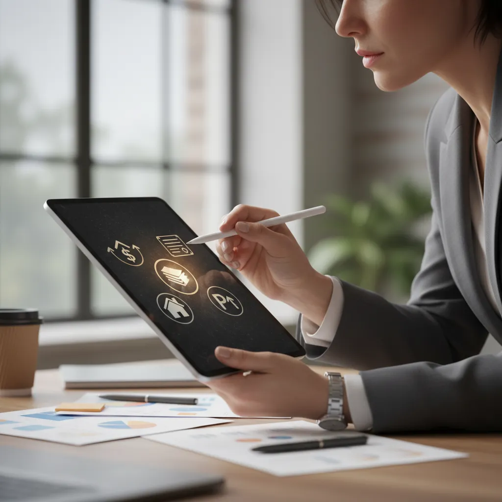 Digital tablet showing a diversified investment portfolio including preferred stocks, being analyzed