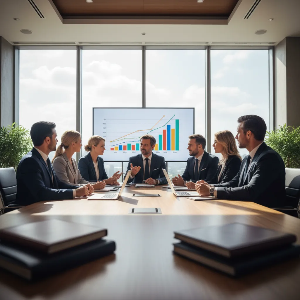 Business leaders analyzing private debt funding options for strategic growth