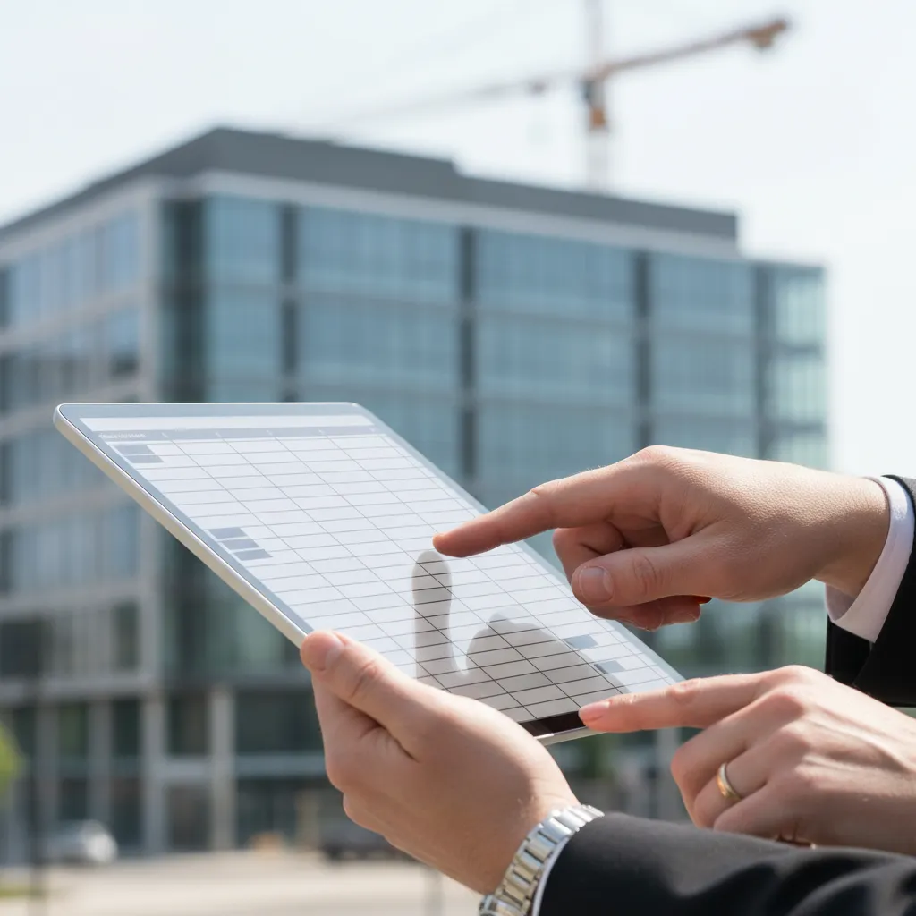 Hands reviewing a financial spreadsheet for a private real estate investment deal