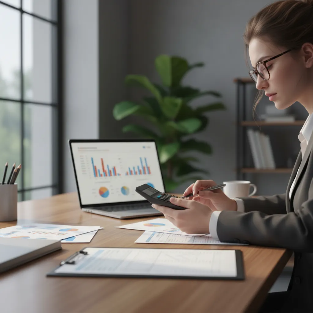 Person analyzing financial statements and tax forms for R&D credit claims.