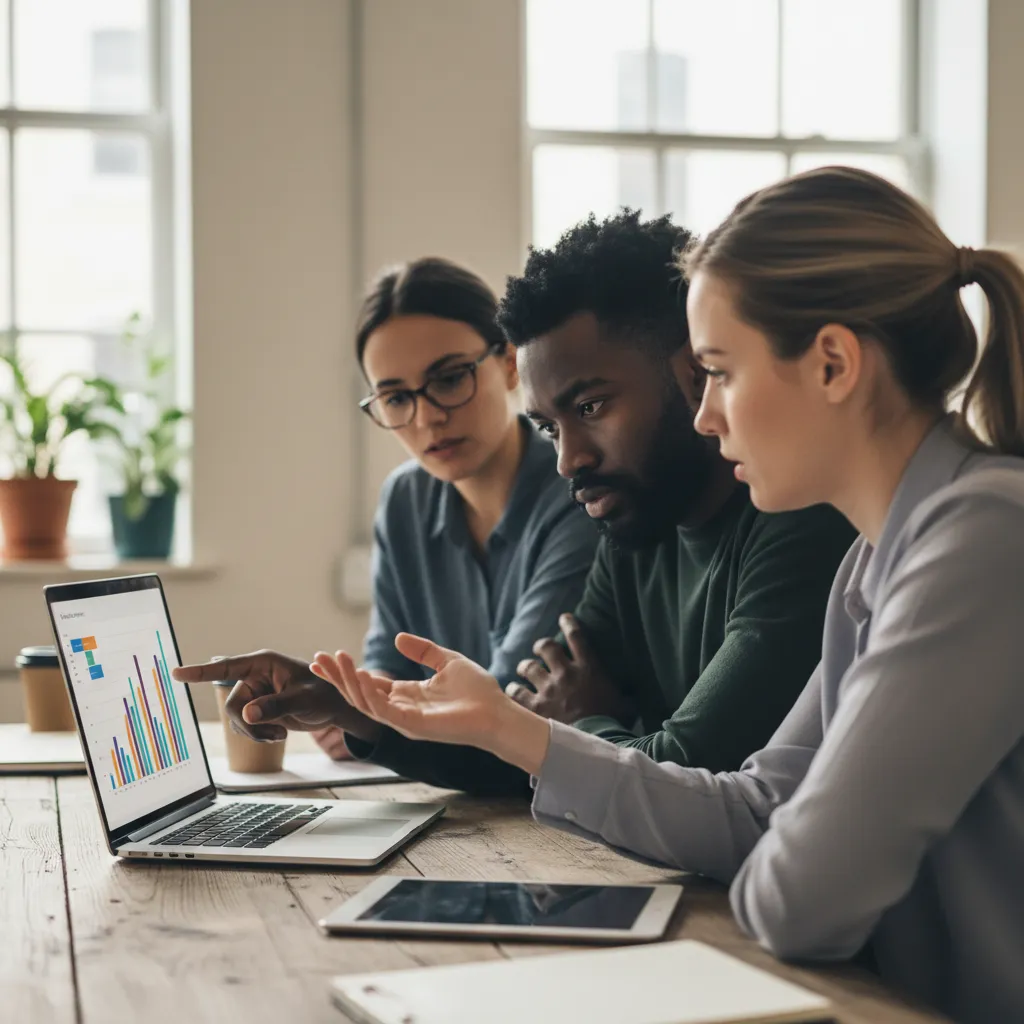 Startup founders strategically planning funding options with convertible debt