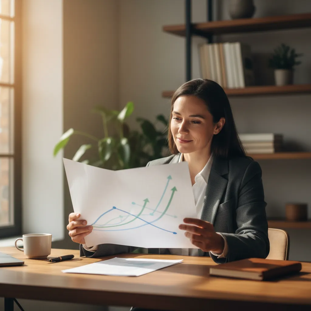 Person reviewing a financial statement showing consolidated debt and financial progress