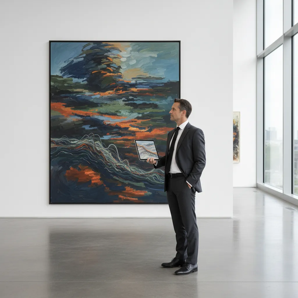 Investor analyzing fine art as a strategic asset for wealth growth
