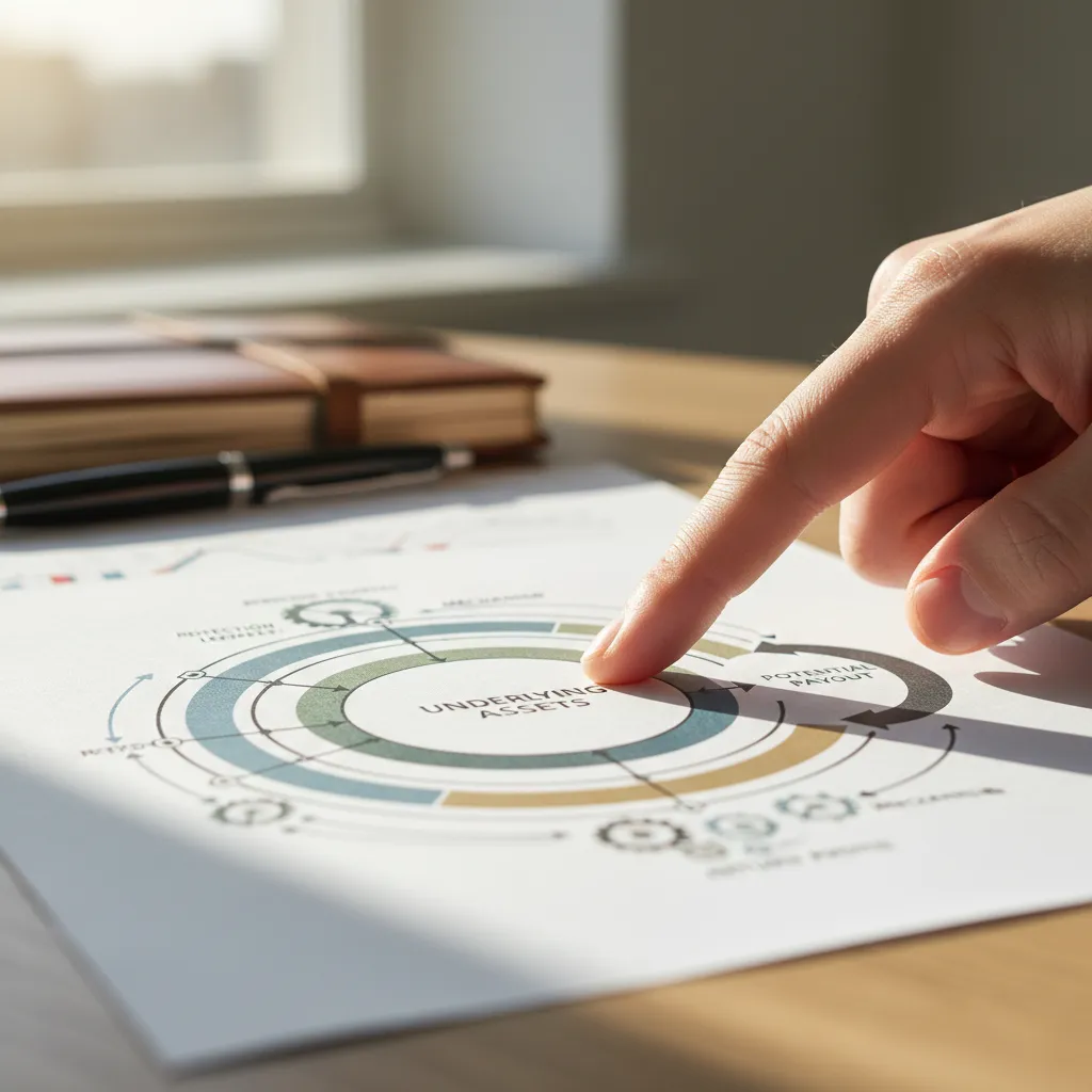 A detailed financial diagram illustrating the components and payout structure of structured notes.
