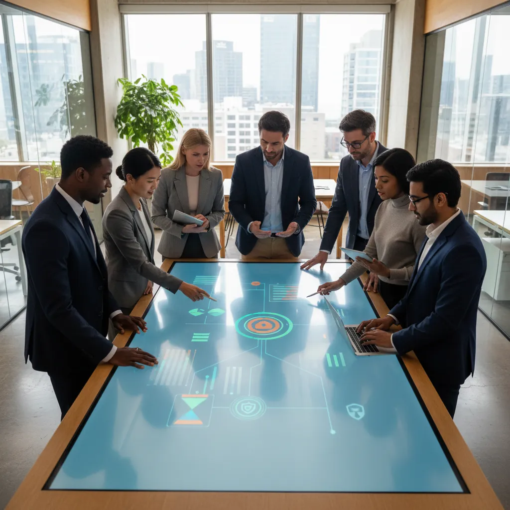 Business and IT professionals collaborating on cloud data governance policies and frameworks